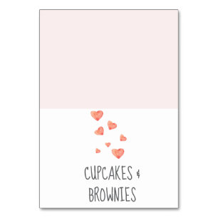 Cartes de table pour Baby Shower Watercolor Hearts