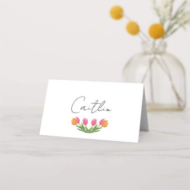 Cartes de table pour bouquet de tulipes (Devant)