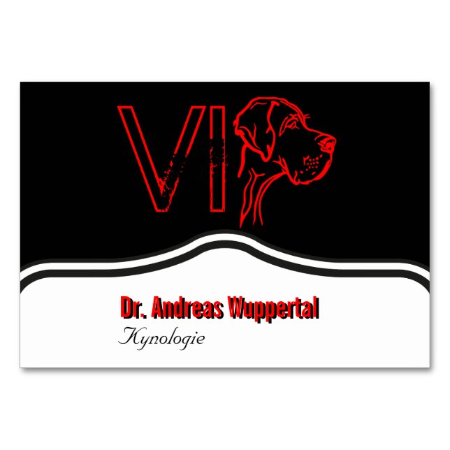 Cartes de table pour chiens VIP (Devant)