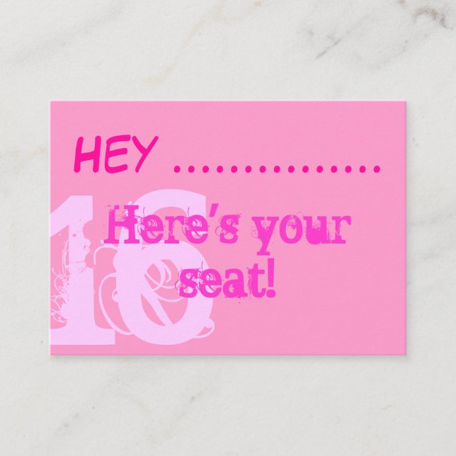 Cartes de table pour fête Sweet 16 rose joli (Devant)