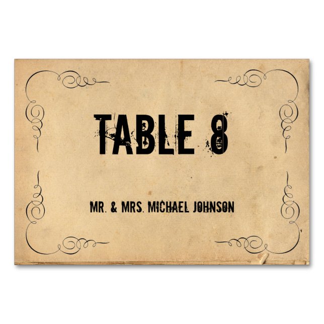 Cartes de table pour invités en papier marron grun (Dos)
