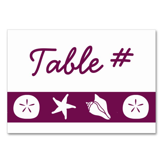 Cartes de table pour les coquillages d'été (Devant)