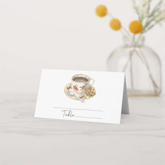 Cartes de table pour mariage - thème tasse de café (Devant)