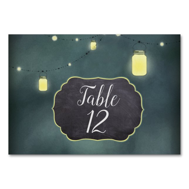 Cartes de table pour soirée d'été en pots Mason (Devant)