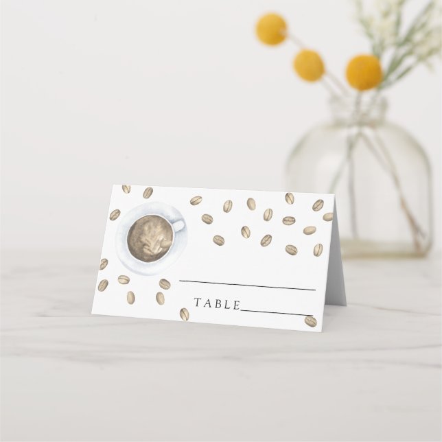 Cartes de table pour un mariage avec thème café (Devant)