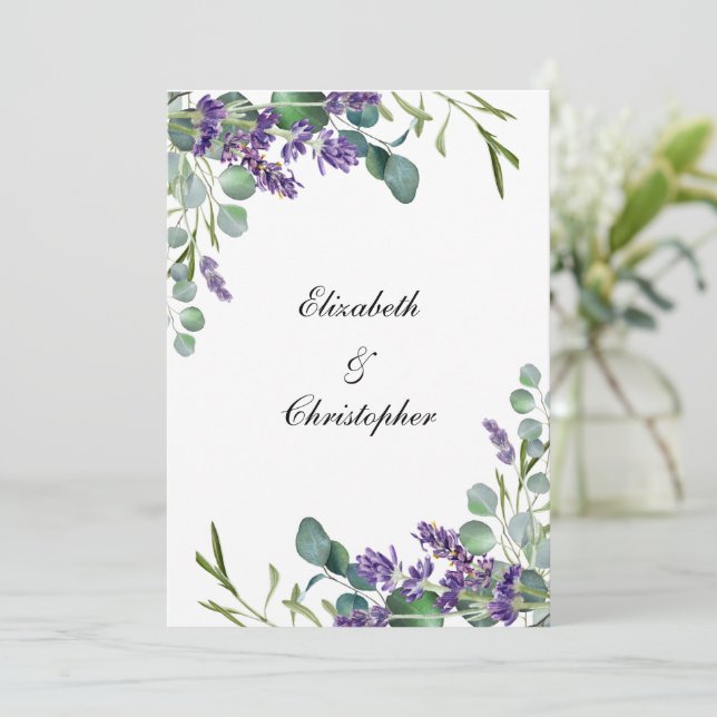 Cartes de table principale de mariage à la lavande (Debout devant)