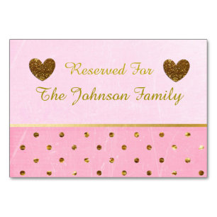 Cartes de table rose et or ou Mariage
