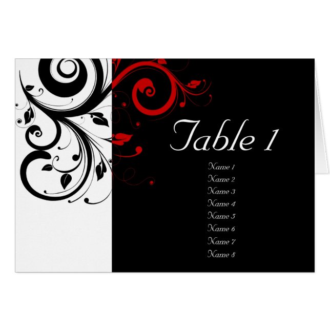 Cartes de table rouge à balayage noir + blanc inve (Devant horizontal)