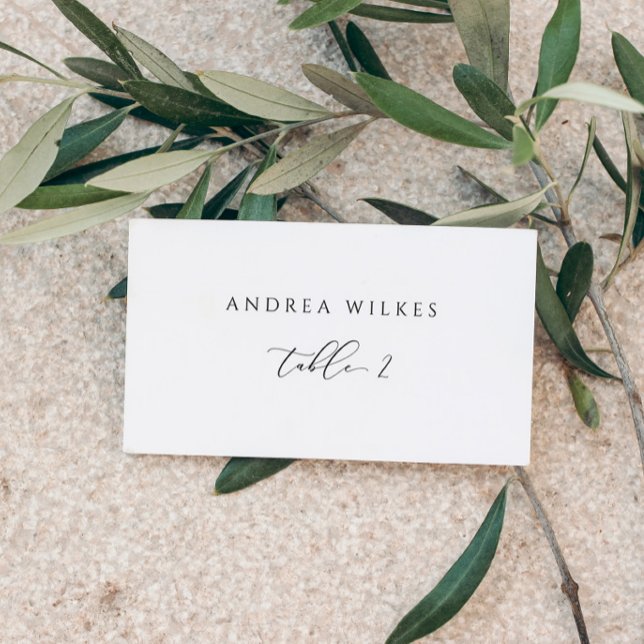 Cartes de table simples et modernes pour mariage à (Elegant Romantic Simple Individual Custom Printed Wedding Place Cards - Flat)