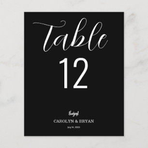 Cartes de table simples noir et blanc
