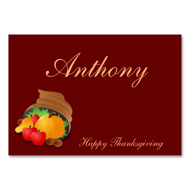 Cartes de table Thanksgiving Brown Cornucopia (Devant)