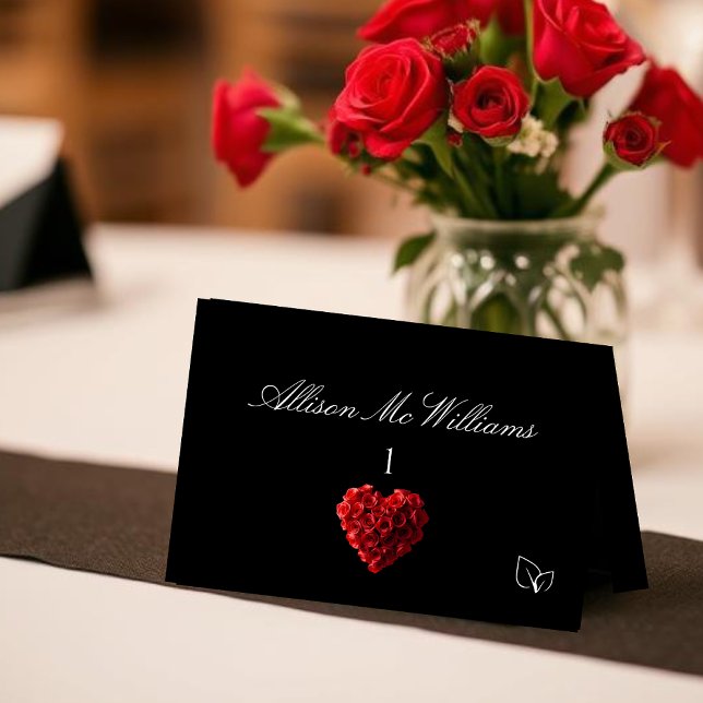 Cartes de Table Végétaliennes Icon-Roses Rouges po (Wedding Place Cards Vegetarian Icon-Red Roses)