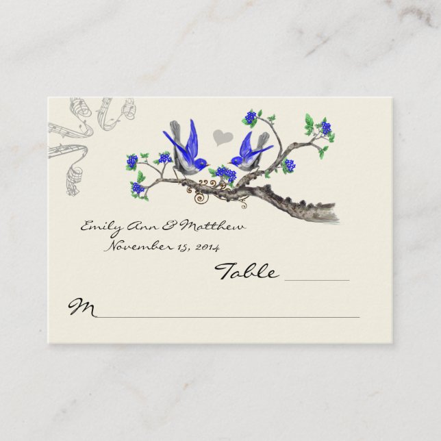 Cartes de Table Vintage Bleu Royal et Gris (Devant)