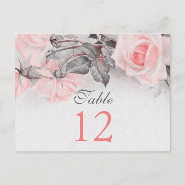Cartes de table vintage Blush Rose Mariage (Devant)