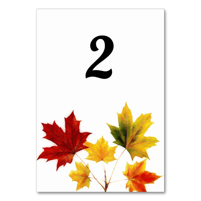 Cartes de table vintages Feuilles d'érable (Dos)