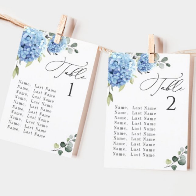 Cartes de tableau de numéros de table Hortensia Bl (Créateur téléchargé)