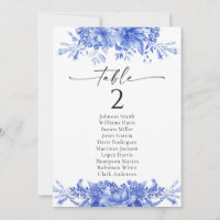 Cartes de tableau Mariage en porcelaine bleue