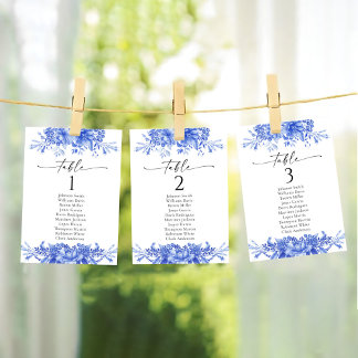 Cartes de tableau Mariage en porcelaine bleue