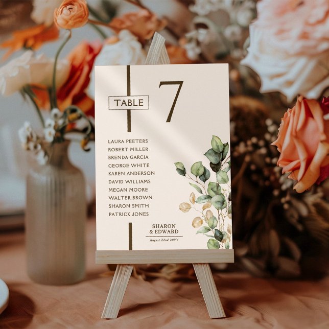 Cartes de tableau Mariage vert Eucalyptus (Créateur téléchargé)