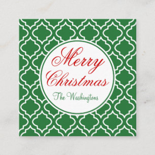 Cartes de tags de cadeau de Noël vert personnalisé