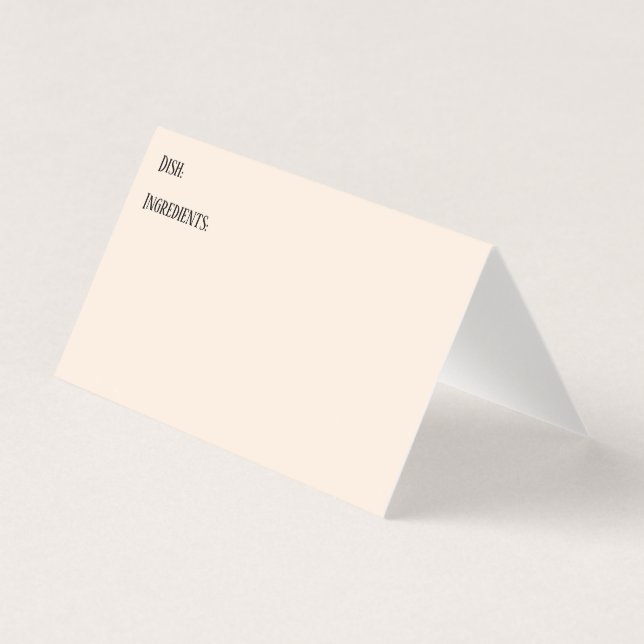 Cartes de tente Plat Potluck Crème Simple (Devant)