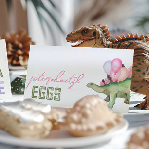 Cartes de tentes pliées Dinosaures pour fille