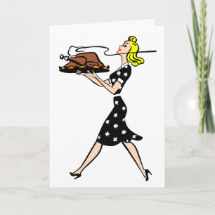 CARTES DE THANKSGIVING FEMME AU FOYER RÉTRO