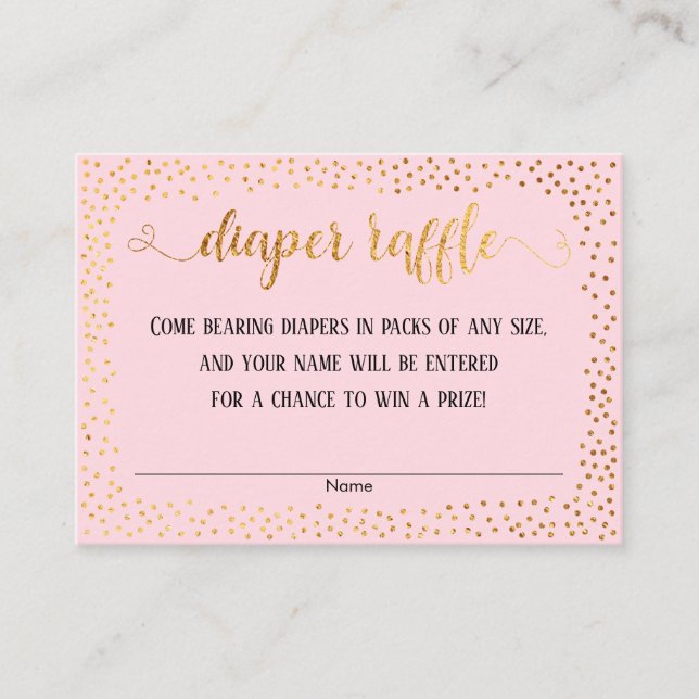 Cartes de tirage au sort à langer rose avec confet (Devant)