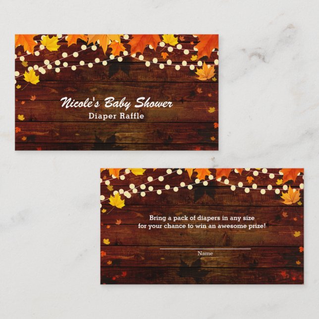 Cartes de Tirage au Sort de Couches en Bois & Feui (Devant / Derrière)