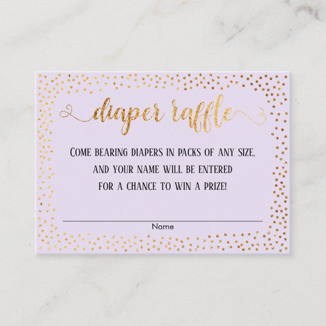 Cartes de Tirage au Sort de Couches en Confettis D (Devant)