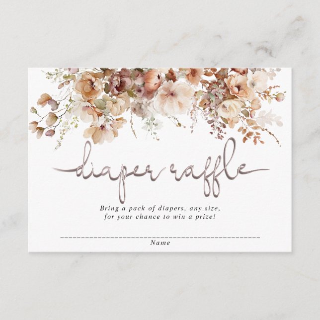 Cartes de tombola à baby shower floral (Devant)