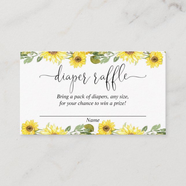 Cartes de tombola de baby shower de fleurs jaunes (Devant)