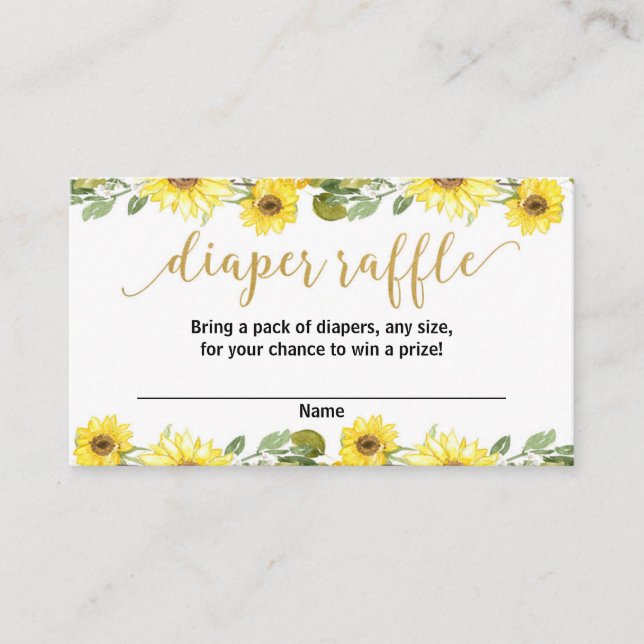 Cartes de tombola de baby shower de fleurs jaunes (Devant)