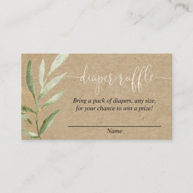 Cartes de tombola de baby shower rustique kraft (Devant)