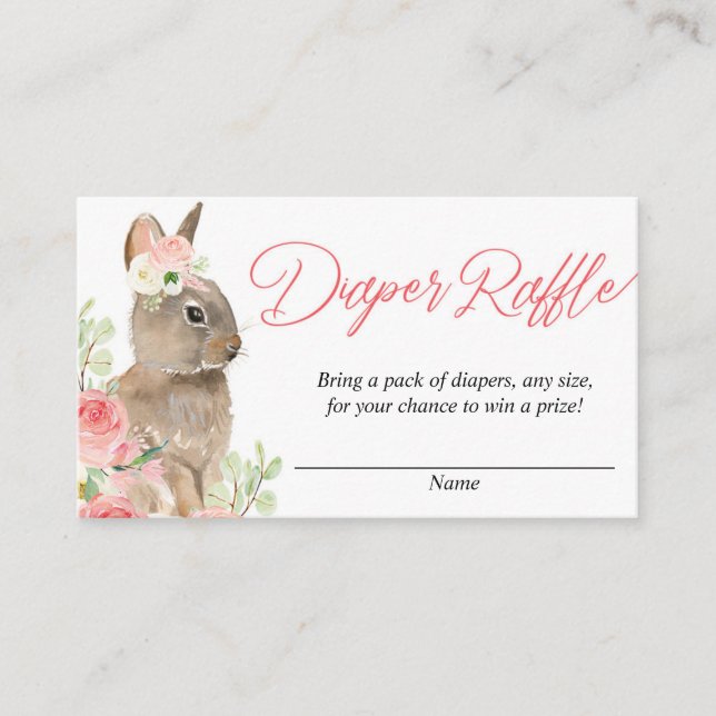 Cartes de tombola pour bébé lapin rose vif (Devant)