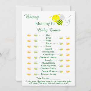 Cartes de traits de bébé de jeu de baby shower imp