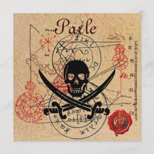 CARTES DE TRÉSOR DE PIRATES, CRÂNE ET ÉPÉES