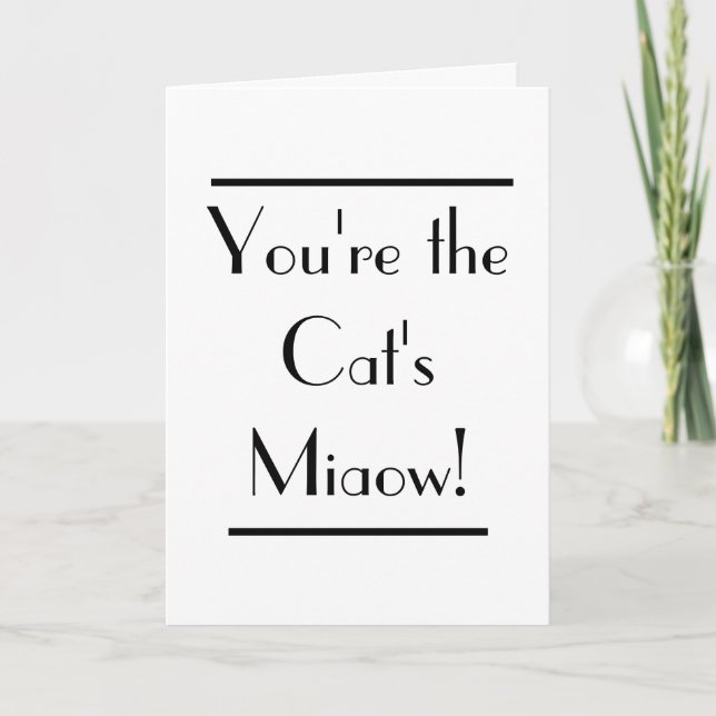 Cartes de typographie Art Déco Miaow pour chats (Devant)