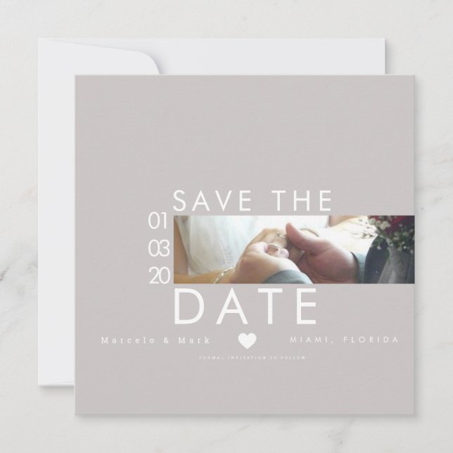 Cartes de typographie cœurs Sauvegarder les dates  (Devant)