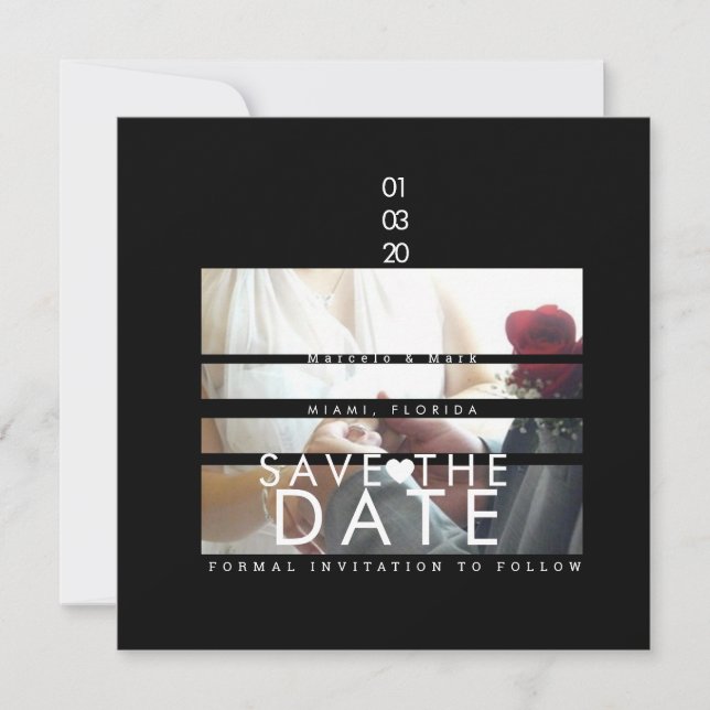 Cartes de typographie coeurs Save The Dates Photo  (Devant)