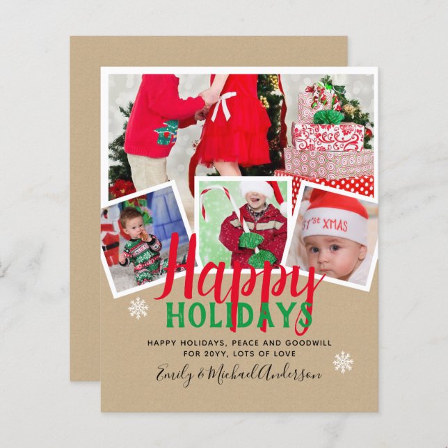 Cartes de vacances de Noël de la photo BUDGET - Co (Devant / Derrière)