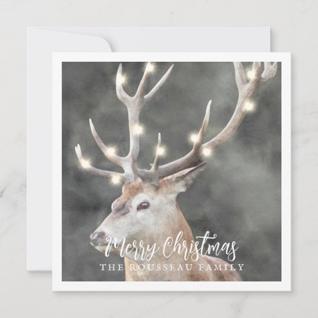 Cartes de vacances de Noël Renne de l'hiver lumine (Devant)