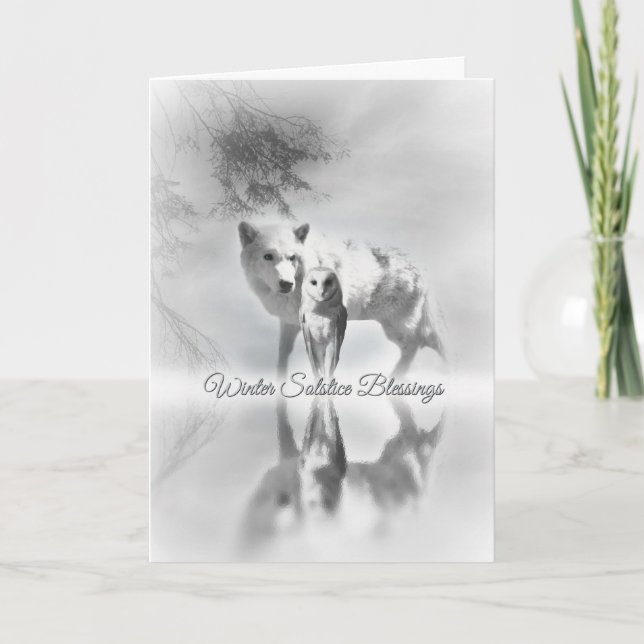 Cartes de vacances du solstice d'hiver Loup et Hib (Devant)