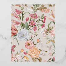 Cartes de vacances florales Chats blancs Roses ros