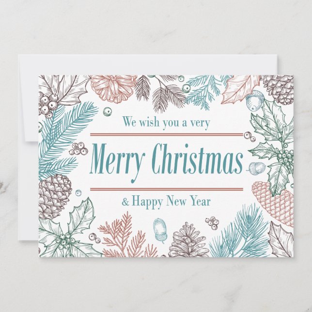 Cartes de vacances florales Joyeuses Fêtes | Photo (Devant)