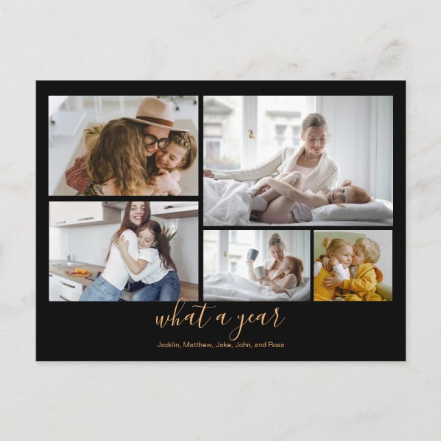 Cartes de vacances personnalisées 5 photos typogra (Devant)