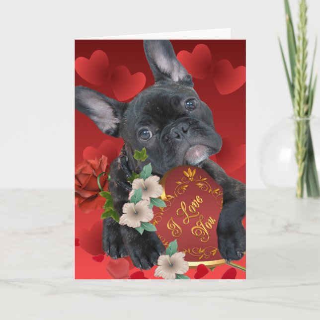 Cartes de Valentine de bouledogue français (Devant)