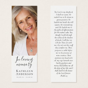 Cartes De Visite 1x3" Photo Memorial Funérailles Poème MINI Signet