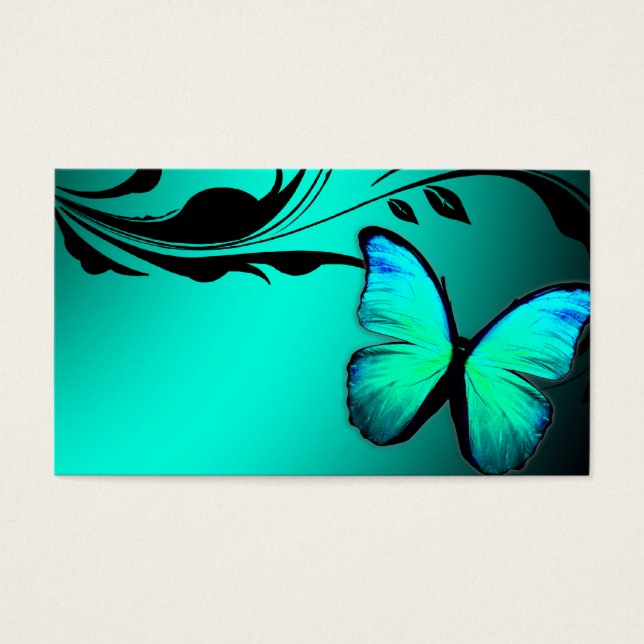 Cartes De Visite 311 Lustrous Butterfly Turquoise Blue Name Card (Devant)