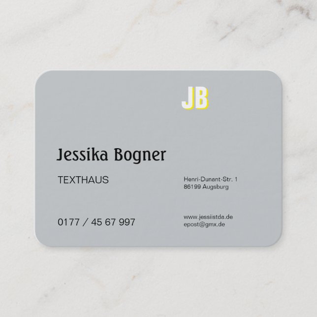 Cartes de visite à monogramme élégant (Devant)